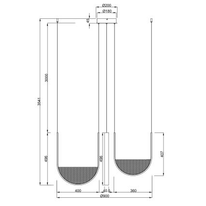 Ondaluce - Lámpara colgante LED regulable con cable LOTUS LED/70W/230V dorada
