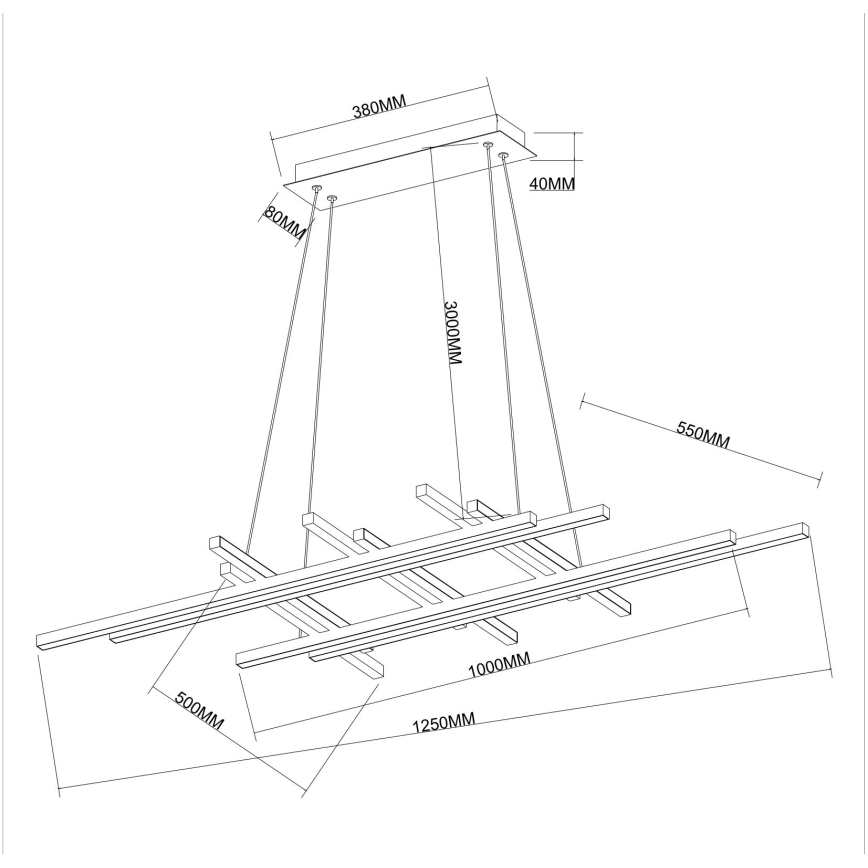 Ondaluce - Lámpara colgante LED regulable con cable MOVIDA LED/114W/230V negra