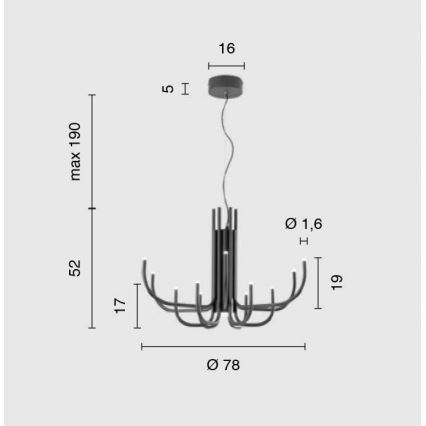 Ondaluce - Lámpara colgante LED regulable con cable NOUVEAU LED/35W/230V negra