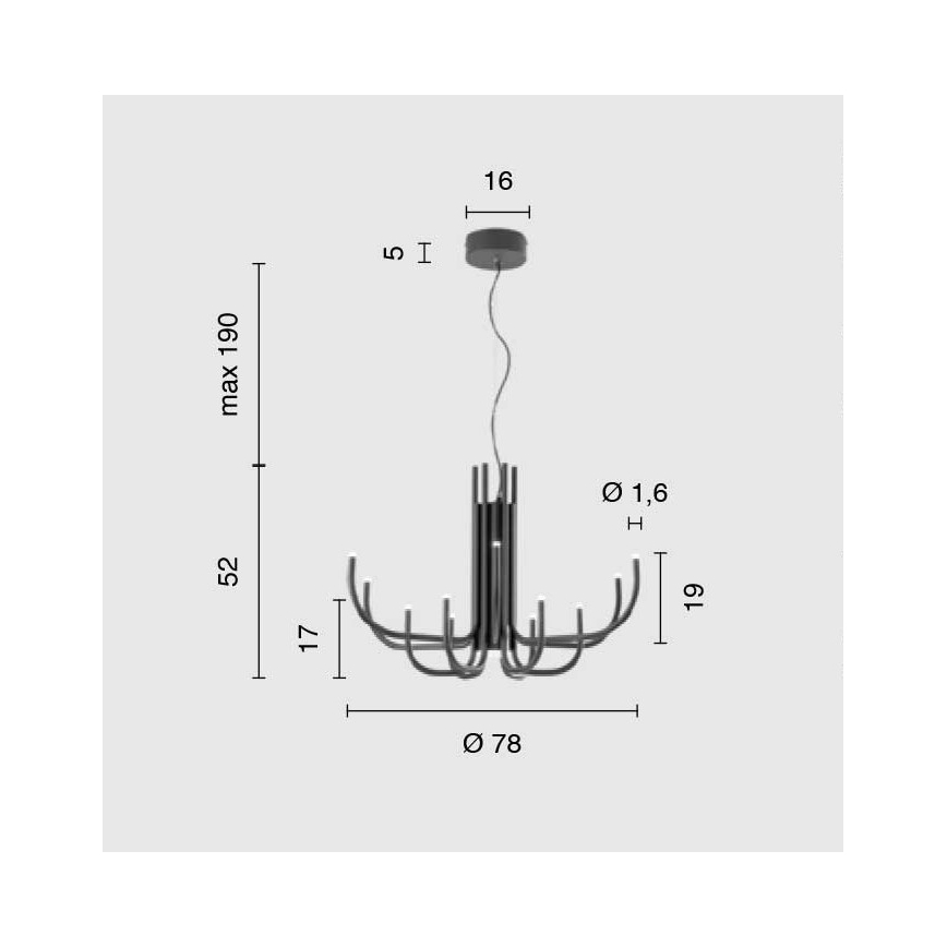Ondaluce - Lámpara colgante LED regulable con cable NOUVEAU LED/35W/230V negra