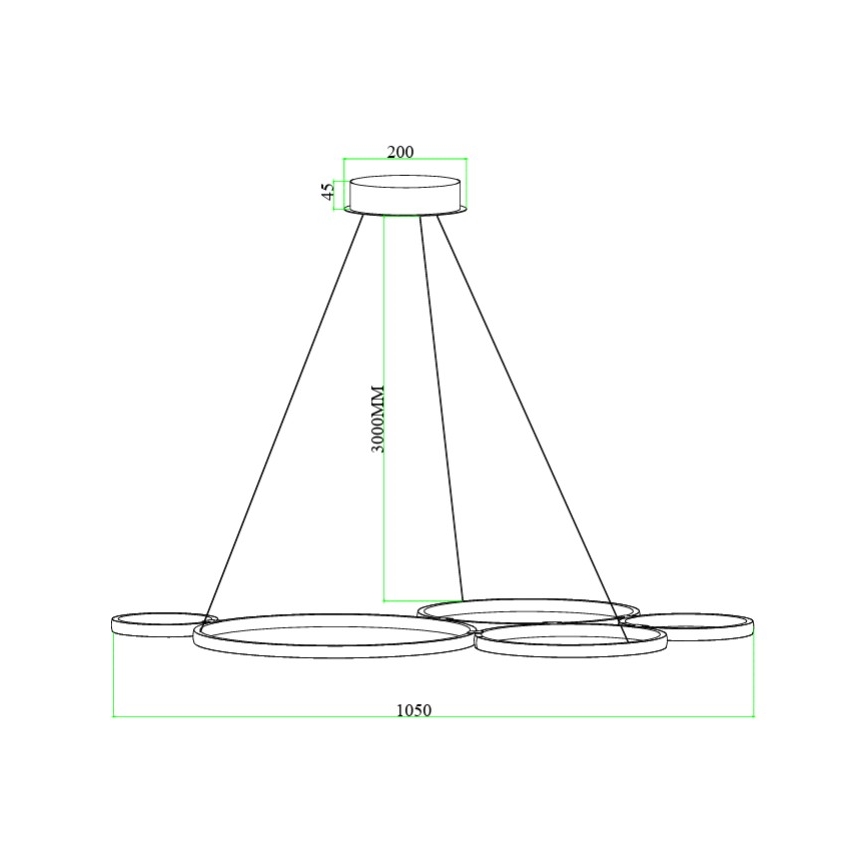Ondaluce - Lámpara colgante LED regulable con cable POIS LED/60W/230V dorada