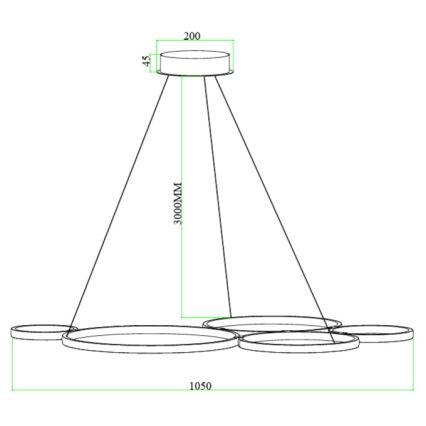 Ondaluce - Lámpara colgante LED regulable con cable POIS LED/60W/230V en acabado dorado