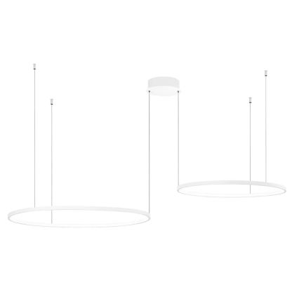 Ondaluce - Lámpara colgante LED regulable con cable SOEL LED/28W/230V + LED/38W Ø 80/60 cm blanca