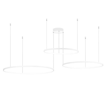 Ondaluce - Lámpara colgante LED regulable con cable SOEL LED/28W/230V + LED/38W + LED/47W Ø 100/80/60 cm blanca