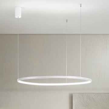 Ondaluce - Lámpara colgante LED regulable SOEL con cable de suspensión, 38 W, 230 V, 3000/4000 K, Ø 80 cm, blanco