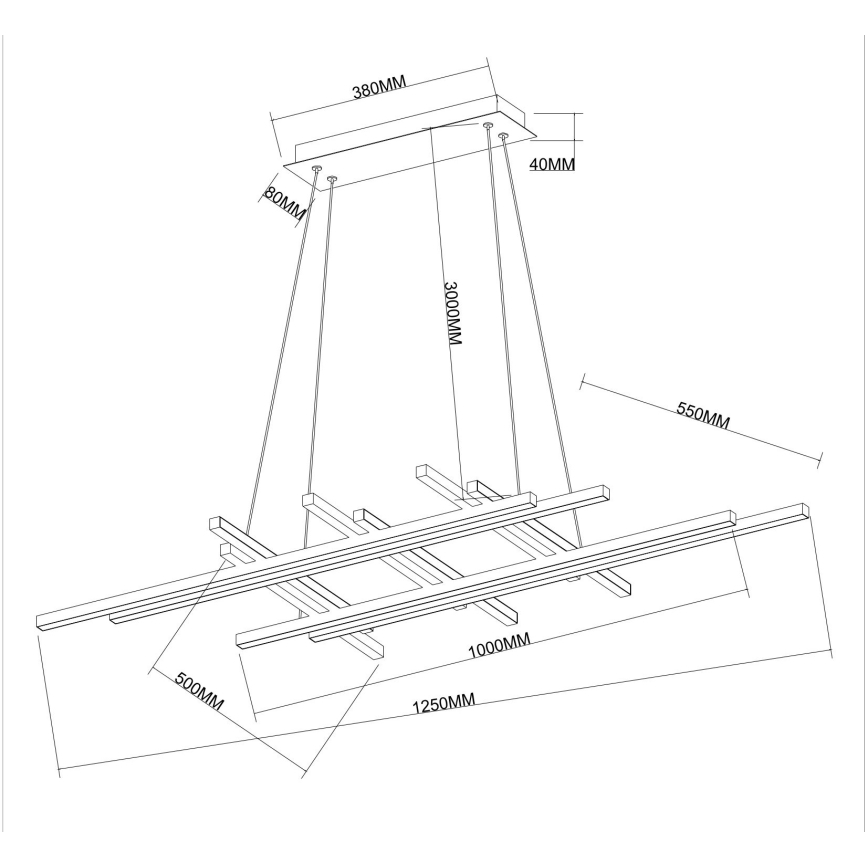 Ondaluce - Lámpara colgante LED regulable suspendida de cable MOVIDA LED/114W/230V dorado