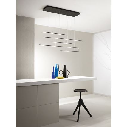 Ondaluce - Lámpara colgante LED regulable suspendida por cable GENIUS LED/72W/230V, negra