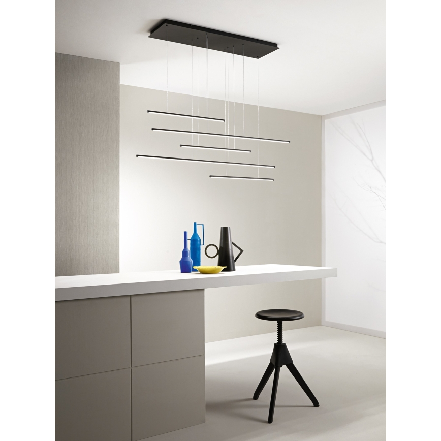 Ondaluce - Lámpara colgante LED regulable suspendida por cable GENIUS LED/72W/230V, negra