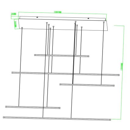 Ondaluce - Lámpara colgante LED regulable suspendida por cable GENIUS LED/72W/230V, negra