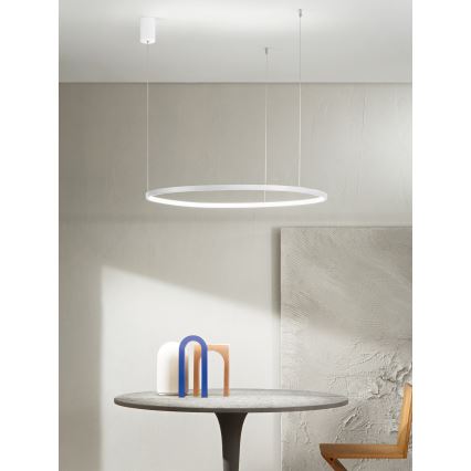 Ondaluce - Lámpara colgante LED regulable SOEL con cable de suspensión, 38 W, 230 V, 3000/4000 K, Ø 80 cm, blanco