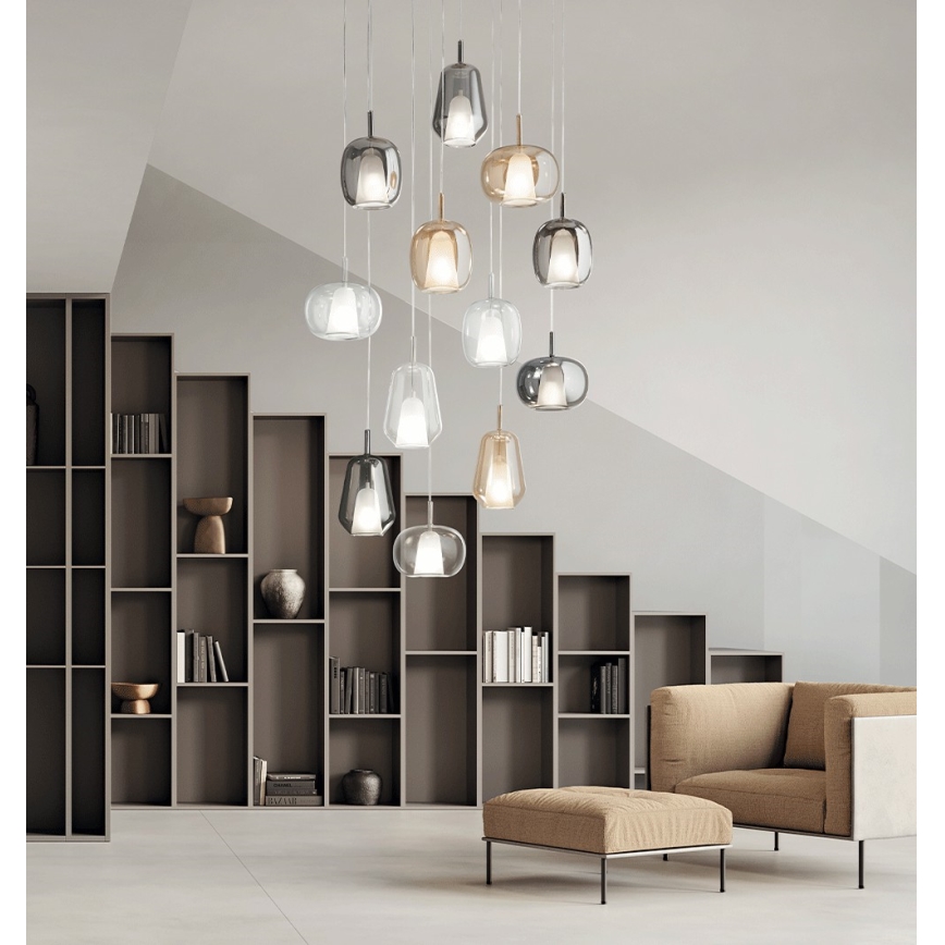 Ondaluce - Lámpara colgante THELMA con cable 2xE27/15W/230V transparente