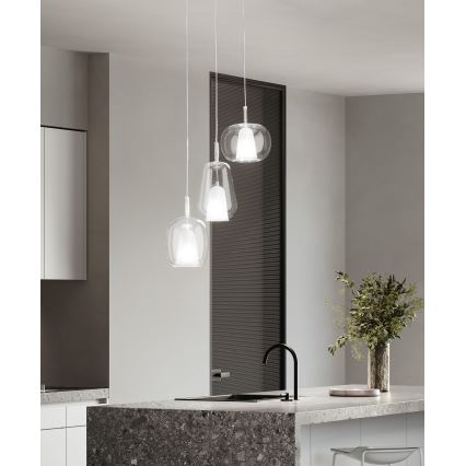 Ondaluce - Lámpara colgante THELMA con cable 2xE27/15W/230V transparente