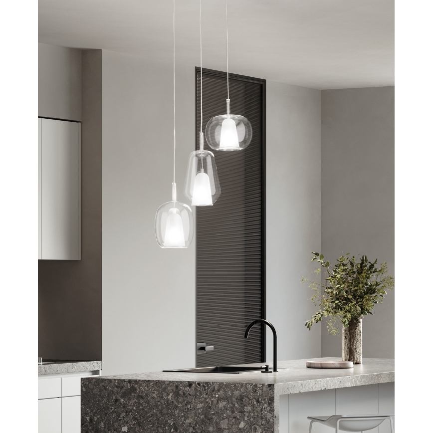 Ondaluce - Lámpara colgante THELMA con cable 2xE27/15W/230V transparente