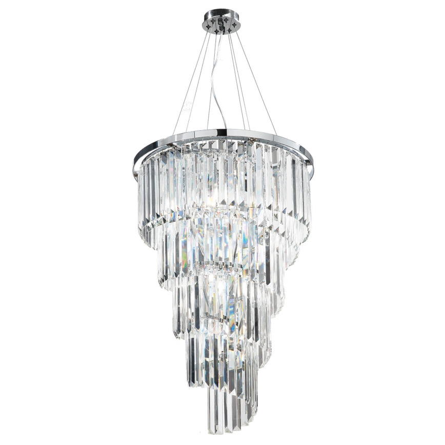 Ondaluce - Lámpara colgante de cristal con cable ALEXANDER 10xE14/10W/230V Ø 50 cm cromo brillante