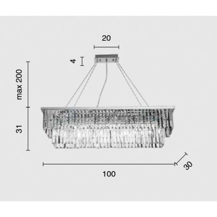 Ondaluce - Lámpara de araña de cristal con cable DAIQUIRI 8xE14/10W/230V cromado brillante