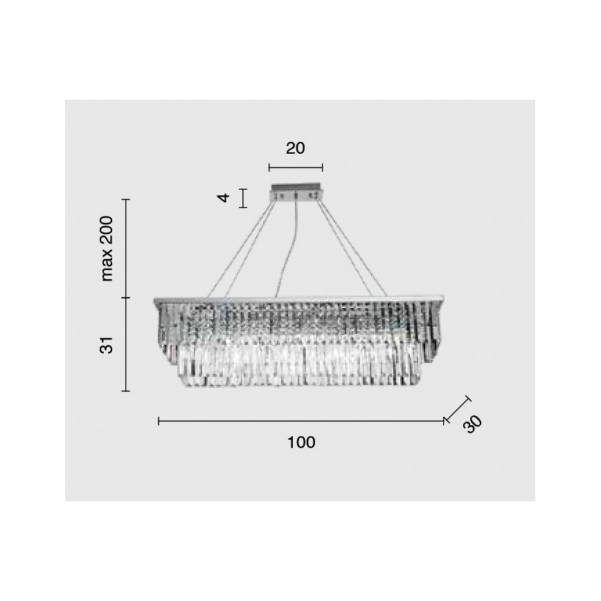 Ondaluce - Lámpara de araña de cristal con cable DAIQUIRI 8xE14/10W/230V cromado brillante