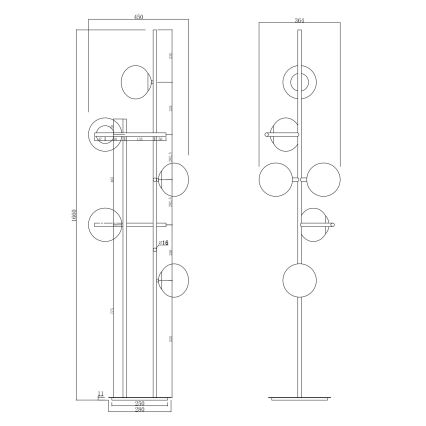 Ondaluce - Lámpara de pie JEWEL 6xE14/10W/230V dorada/blanca