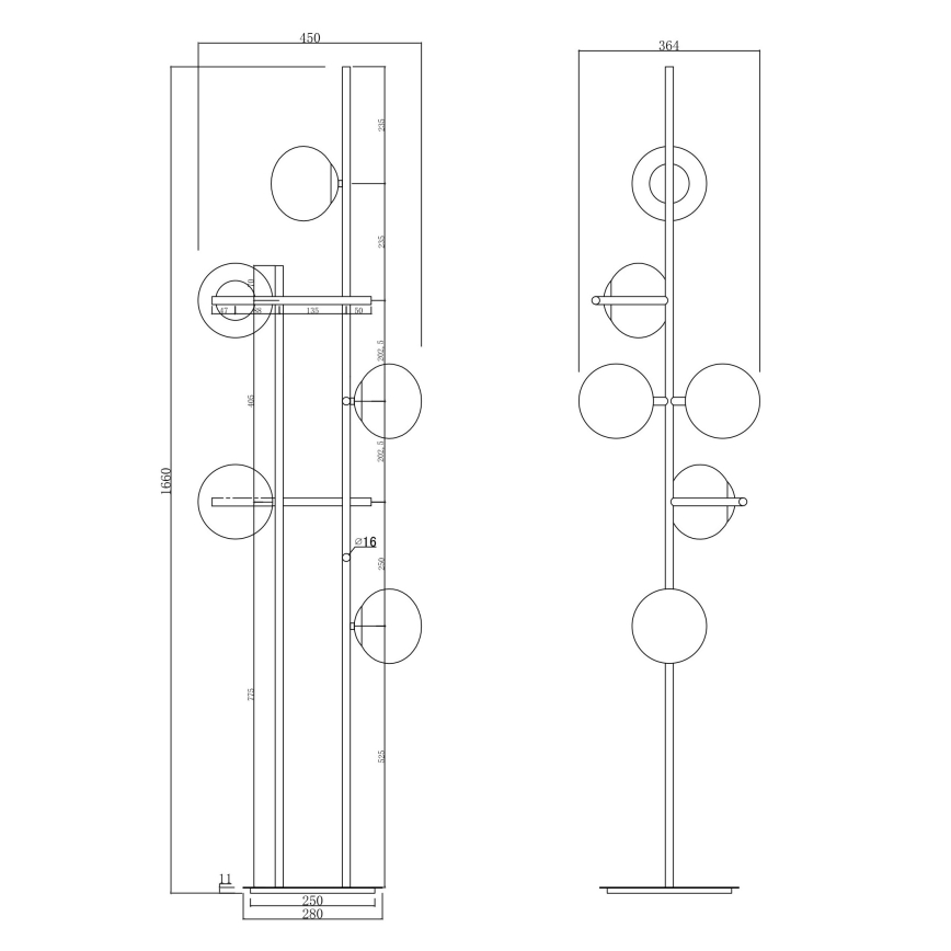 Ondaluce - Lámpara de pie JEWEL 6xE14/10W/230V dorada/blanca