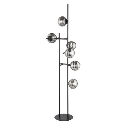 Ondaluce - Lámpara de pie JEWEL 6xE14/10W/230V negro ahumado