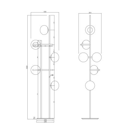 Ondaluce - Lámpara de pie JEWEL 6xE14/10W/230V negro ahumado