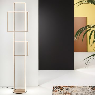 Ondaluce - Lámpara de pie LED regulable DOWEL LED/77W/230V 166 cm dorada