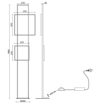 Ondaluce - Lámpara de pie LED regulable DOWEL LED/77W/230V dorada