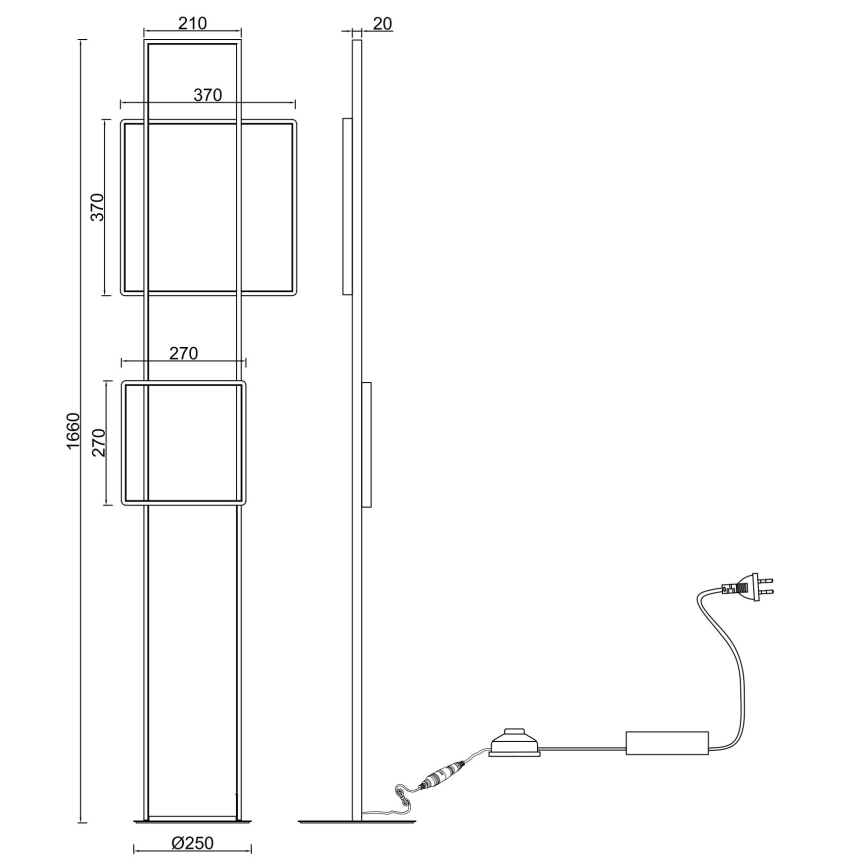 Ondaluce - Lámpara de pie LED regulable DOWEL LED/77W/230V dorada