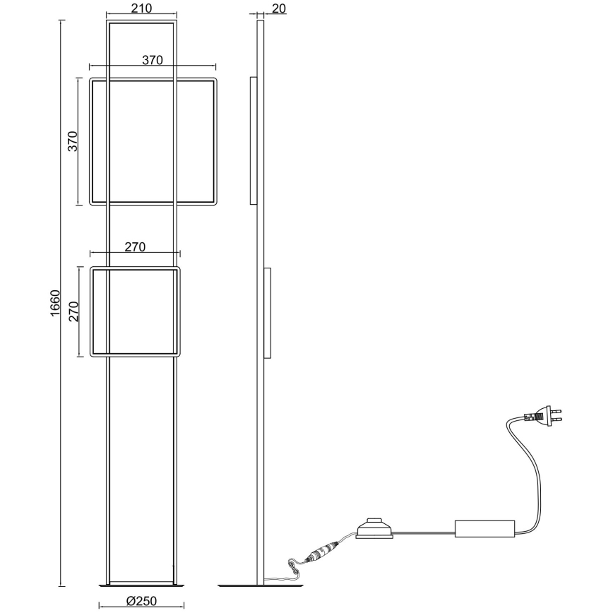Ondaluce - Lámpara de pie LED regulable DOWEL LED/77W/230V plateada