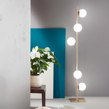 Ondaluce - Lámpara de pie MONILE 5xE14/10W/230V 170 cm dorada/blanca