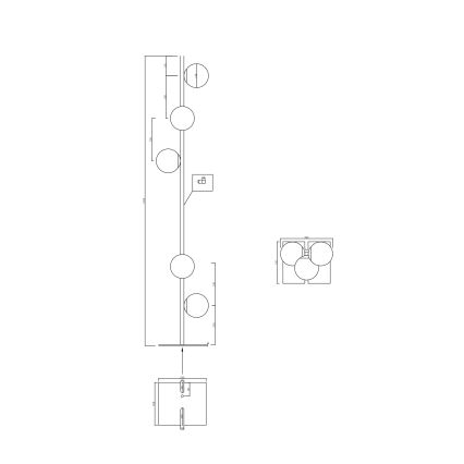 Ondaluce - Lámpara de pie MONILE 5xE14/10W/230V dorada/blanca