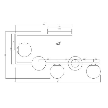 Ondaluce - Lámpara de techo con varilla MONILE 5xE14/10W/230V negro ahumado/negro