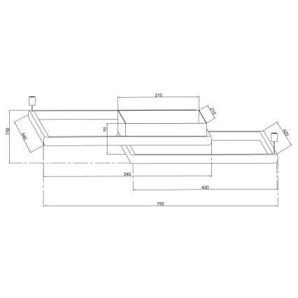 Ondaluce - Lámpara de techo LED regulable DOWEL LED/60W/230V 75x75 cm plateada