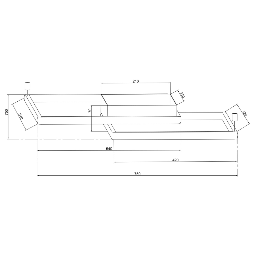 Ondaluce - Lámpara de techo LED regulable DOWEL LED/60W/230V 75x75 cm plateada