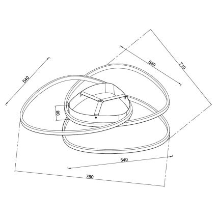Ondaluce - Luminaria de techo LED regulable ROSE LED/80W/230V dorada