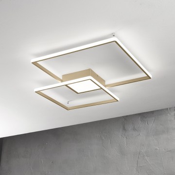 Ondaluce - Plafón LED regulable DOWEL LED/46W/230V 55x55 cm dorado