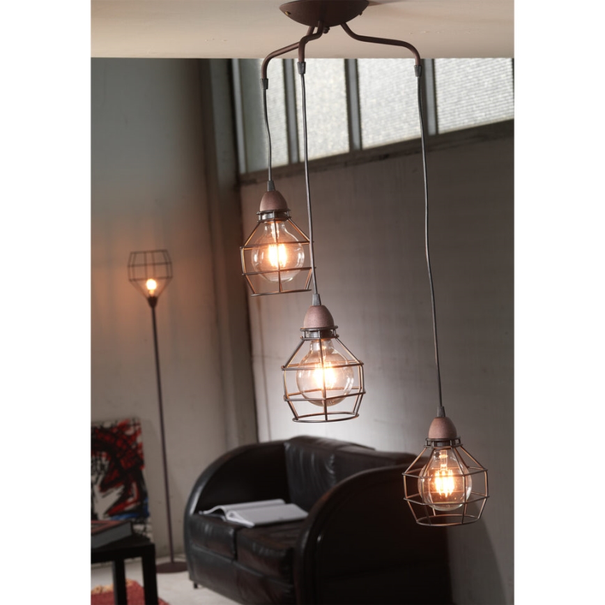 ONLI - Lámpara colgante ARAÑA 3xE27/15W/230V negro/marrón