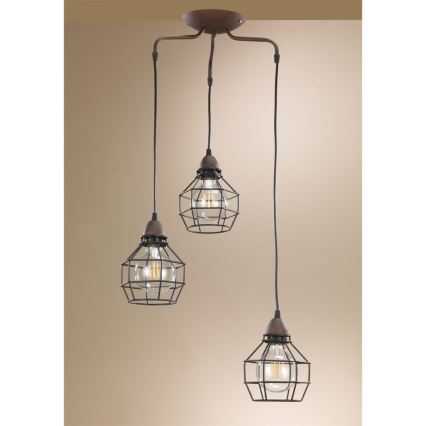 ONLI - Lámpara colgante ARAÑA 3xE27/15W/230V negro/marrón