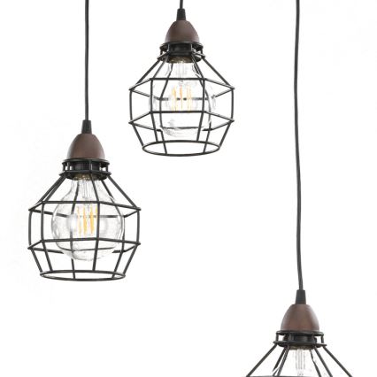ONLI - Lámpara colgante ARAÑA 3xE27/15W/230V negro/marrón