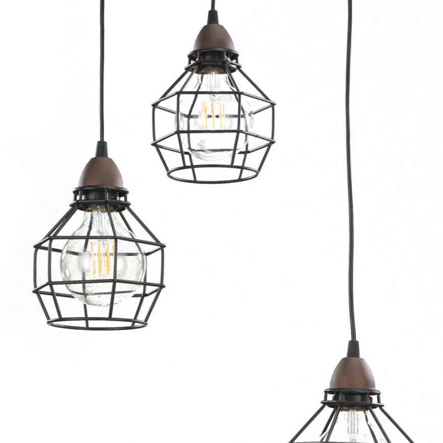 ONLI - Lámpara colgante ARAÑA 3xE27/15W/230V negro/marrón