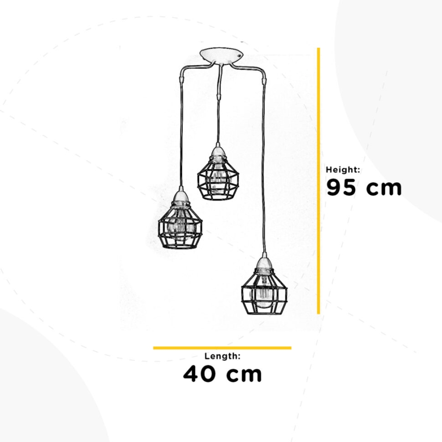 ONLI - Lámpara colgante ARAÑA 3xE27/15W/230V negro/marrón