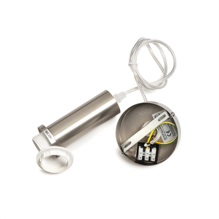 ONLI - Lámpara colgante con cable DOROTY 1xE27/15W/230V blanco/cromo brillante