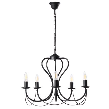 ONLI - Lámpara colgante con cadena CANDELA 5xE14/6W/230V negro