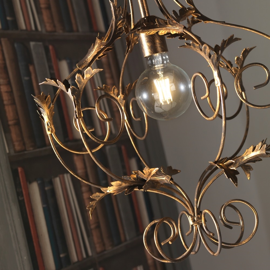 ONLI - Lámpara colgante con cadena CONTESSA 1xE27/22W/230V bronce