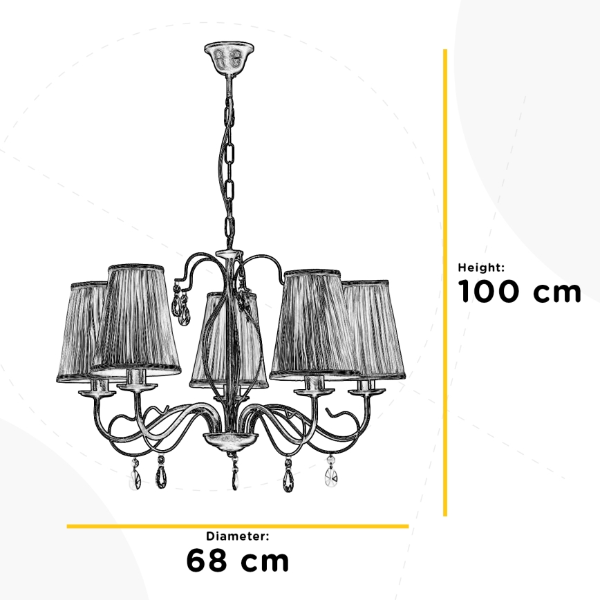 ONLI - Lámpara colgante con cadena DELIA 5xE14/6W/230V