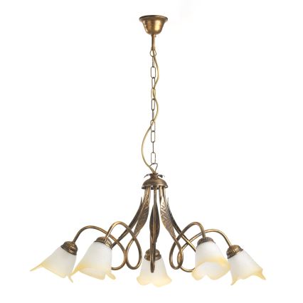 ONLI - Lámpara colgante con cadena DOPPIO GIRO 5xE14/6W/230V bronce
