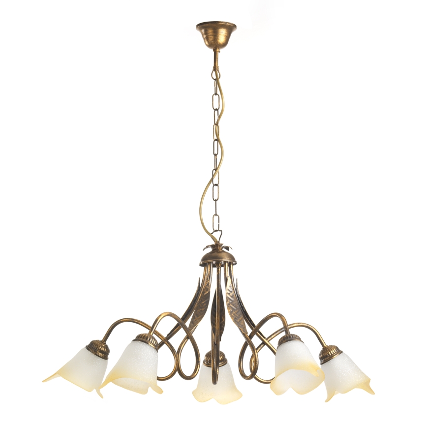 ONLI - Lámpara colgante con cadena DOPPIO GIRO 5xE14/6W/230V bronce