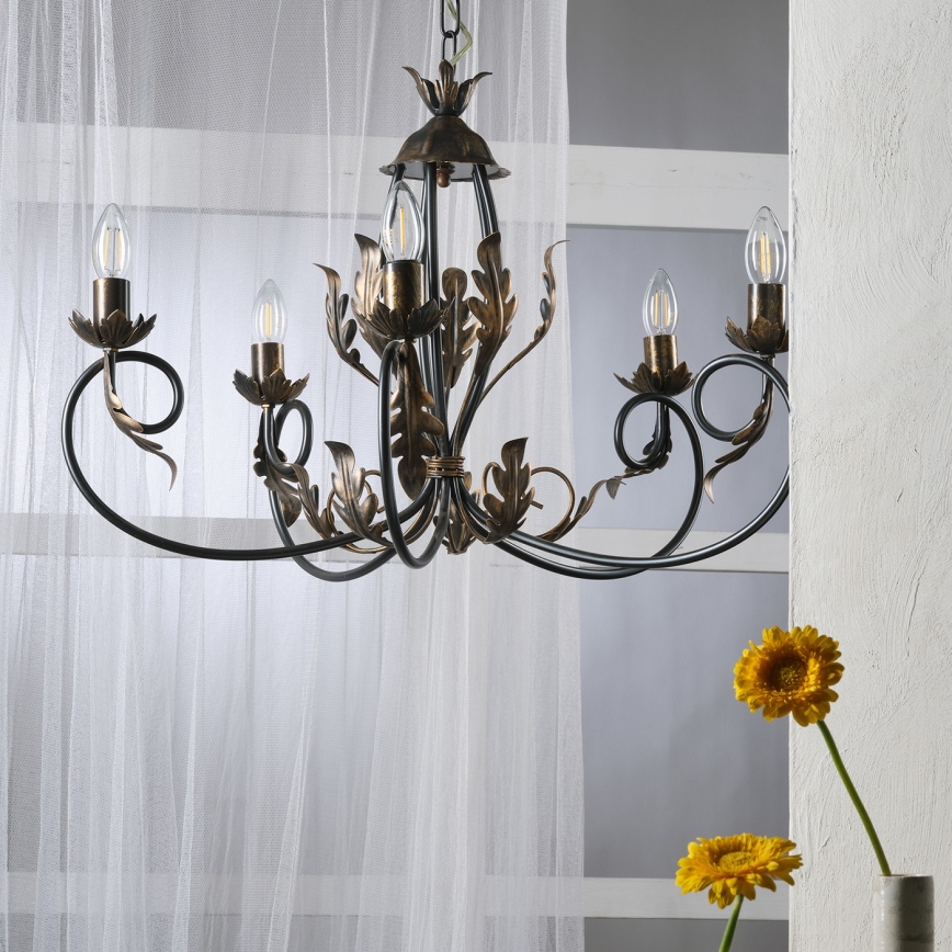 ONLI - Lámpara colgante con cadena GRETEL 5xE14/6W/230V