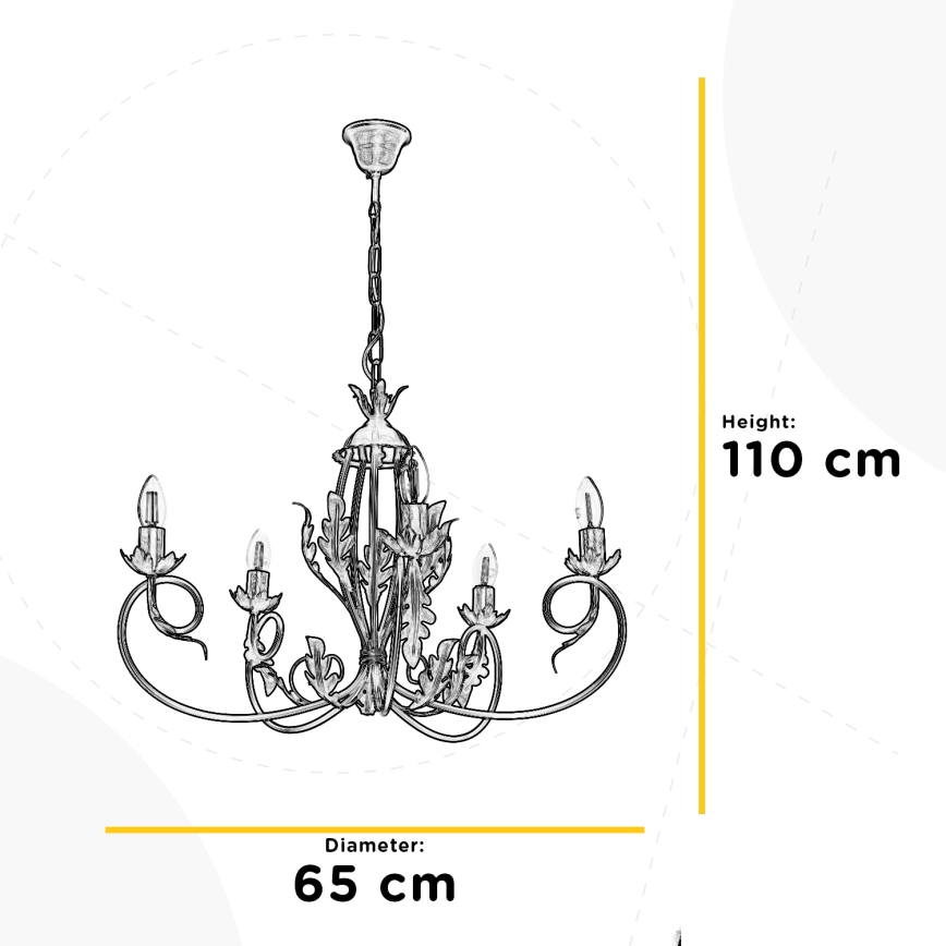 ONLI - Lámpara colgante con cadena GRETEL 5xE14/6W/230V