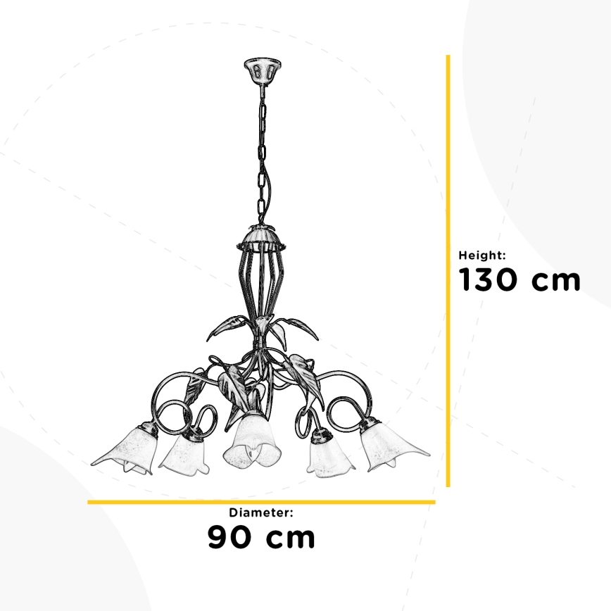 ONLI - Lámpara colgante con cadena MIRANDA 5xE14/6W/230V