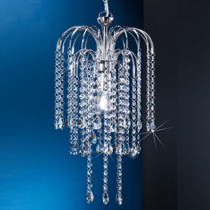 ONLI - Lámpara colgante con cadena PIOGGIA 1xE27/22W/230V cromo brillante
